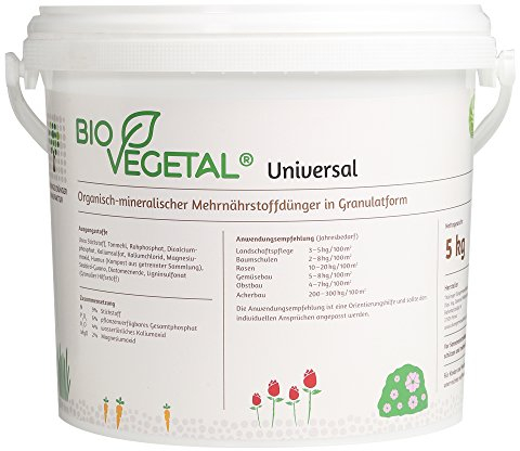 BioVegetal Universaldünger mit Guano und natürlicher Langzeitwirkung durch Fixierung der Nährstoffe durch Ton-Humus-Komplex, 5 kg Eimer