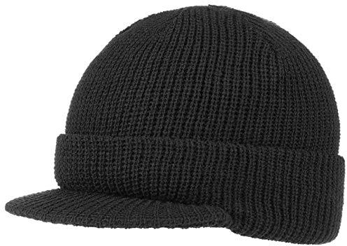 Cap Styler Mütze mit Schirm Beanie Strickmütze Beaniemütze (One Size - schwarz)