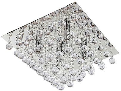 Lindby Kristall Look Deckenleuchte Acryl Metall, Deckenlampe quadratisch 5 flammig 5x E14 max. 40W ohne Leuchtmittel Wohnzimmerlampe Schlafzimmerleuchte