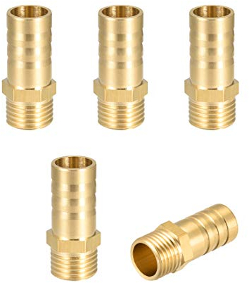 sourcing map 5 Stück Schlauchtülle Messing Schlauchanschluss Schlauchverbinder Schlauchstutzen Stecker Adapter Schlauchadapter 12mm ADx G 1/4 Buchse Rohr