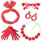 Coucoland 50er Jahre Rockabilly Kostüm Accessoires Damen 1950s Zubehör Set Inklusive Polka Dots Bandana Haarband Ohrringe Handschuhe Katzenaugen Sonnenbrille Chiffon Schal (Rot - Stil 2)
