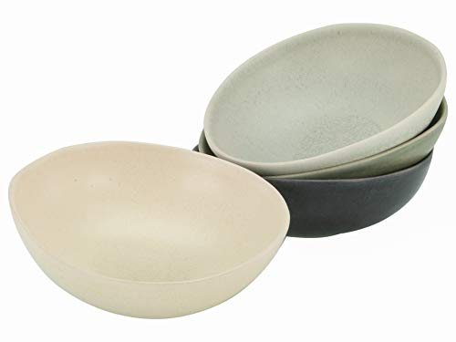 CreaTable, 22141, Serie PIETRA, 4-teiliges Geschirrset, Mehrzweckschale aus Steinzeug, spülmaschinen- und mikrowellengeeignet, Made in Portugal