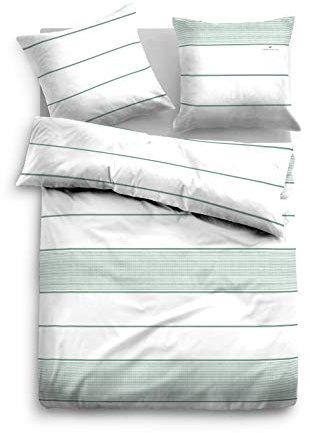 TOM TAILOR 0067617 Bettwäsche Garnitur mit Kopfkissenbezug Baumwoll-Satin Orlando 1x 155x220 cm + 1x 80x80 cm wintergreen