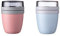 Mepal | Lunchpot Ellipse Mixed | Vivid Green + Nordic Blue | Müslibecher to go | Unterteilung für Joghurt & Müsli | 500 ml + 200 ml | Geeignet für Gefrierschrank, Mikrowelle & Spülmaschine