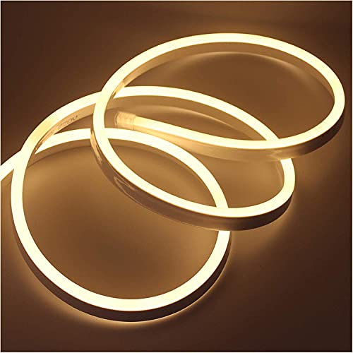 XUNATA 9m Neon LED Streifen Warmweiß, 220V 2835 120leds/m IP65 Wasserdichte, Diffusion Flex LED Schlauch für Heim DIY Festival Dekoration