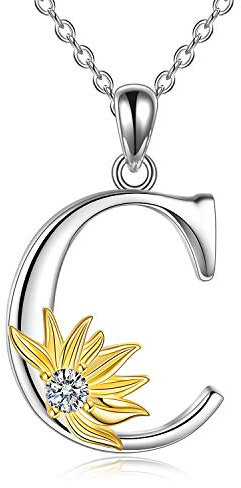 Sonnenblumen Geschenke f¨¹r Frauen Sterling Silber Initial Alphabet Buchstabe C Anh?nger Sonnenblumen Halskette Geschenke f¨¹r Frauen M?dchen