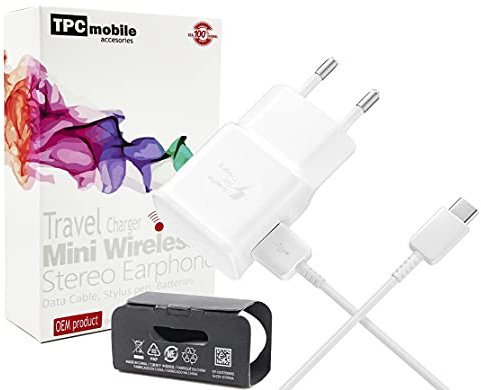 Cargador de Viaje Compatible Carga Rápida 2.0 (15W) + Cable USB Tipo C para Samsung Galaxy A02s, A12, A20s, A21s, A22, A30s, A31, A32, A41, A42, A50s, A51 (Blanco)