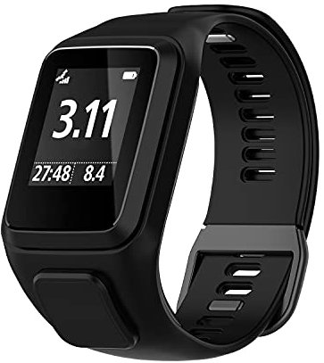 BoLuo Armband für Tomtom 4,Silikon Ersatzband Watch Armband Verstellbares Silikonband Strap,Uhrenarmband Armbänder Sports Strap für TomTom Adventurer/Golfer 2/Runner 2/3 Running Watch (schwarz)
