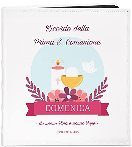 Maverton Album Foto Personalizzato, Copertina in Pelle Sintetica Bianca