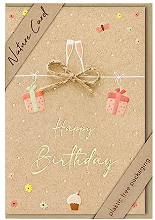 bsb - Karte zum Geburtstag - Nature Card - Nachhaltige Karten zum Geburtstag - Geburtstagskarten mit Umschlag - Geburtstagskarte Frauen & Männer - Glückwunschkarte 11,5 x 17 cm