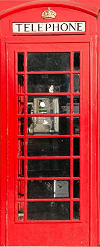 A.Monamour Türtapete Selbstklebend Türfolie Türposter 3D London Rote Telefonzelle Vinyl Folie Türdeko Tapete Wandbild Türaufkleber Türtattoo 90 x 200 cm