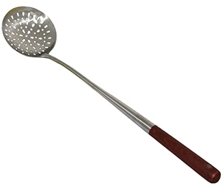 Cuchara de Espuma Espumadera Larga y Estable de 50 cm de Largo, Diámetro de 11,5 cm, con Mango de Madera