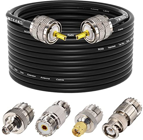 YOTENKO Ham Radio Coax Cable 50 Ohm, 49.2FT RG58 Coaxial Cable UHF PL259