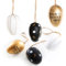 Logbuch-Verlag 6 Ostereier Anhänger aus Plastik Happy Easter Ostern Eier schwarz Gold weiß 6 cm - Deko Osterstrauch