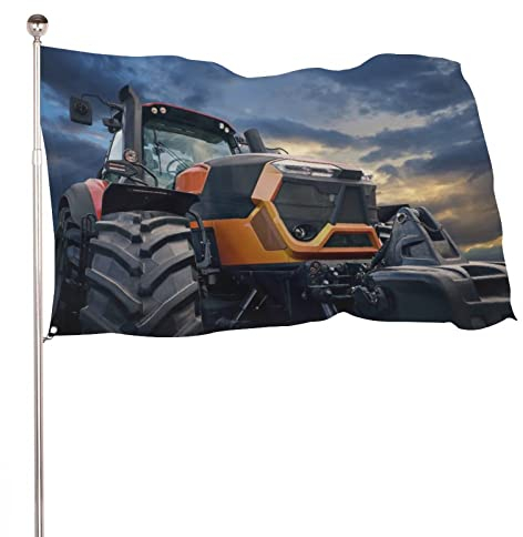 Dekoratives Hausflagge, Hof-Banner, landwirtschaftlicher Traktor, funktionierender Sonnenuntergang, für alle Jahreszeiten, Urlaub, Willkommenshof, Flagge, Rasen, Hängedekoration, 120 x 180 cm