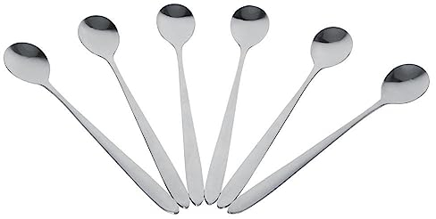 Uadme Set di 6 cucchiaini da tè in acciaio inox,con manico lungo,eleganti cucchiaini da caffè,latte,tè,torte,frullati,latte al cioccolato