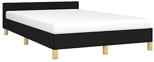 vidaXL Bettgestell mit Kopfteil, Bettrahmen mit Lattenrost, Bett Polsterbett mit Stützbeinen, Schlafzimmerbett Doppelbett, Schwarz 120x200cm Stoff