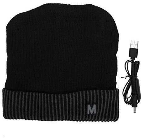 wiederaufladbare elektrische USB-Winter-beheizte Beanie-Mütze für Männer und Frauen,Beheizte Mütze, im Freien,warme,schnelle Erwärmung,atmungsaktive Wintermützen für Männer(grauer Rand)