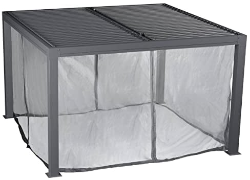 Hespéride - Mückennetz für bioklimatische Pergola Majaé - 1 Set aus 4 Vorhängen für Majae 3,6 x 3,6 m. - Granit