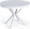 WFL GROUP Table à Manger Extensible Ronde - Table Style Loft avec Pieds en Métal Blancs - 90 à 170 Cm - Table Ronde Style Industriel pour Le Salon - Compacte - 90 Cm - Blanc
