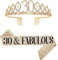 Geburtstag Königin Schärpe & Strass Tiara Kit - 21. 30. 40. 50. 60. Geburtstag Geschenke Geburtstag Schärpe für Frauen Geburtstag Party Supplies (Gold 30th)