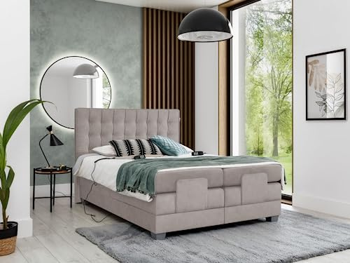 Generisch Elektrisches Bett Boxspringbett Mary Doppelbett im Schlafzimmer Taschenmatratze (Beige - Amor 4303, 160 x 200)