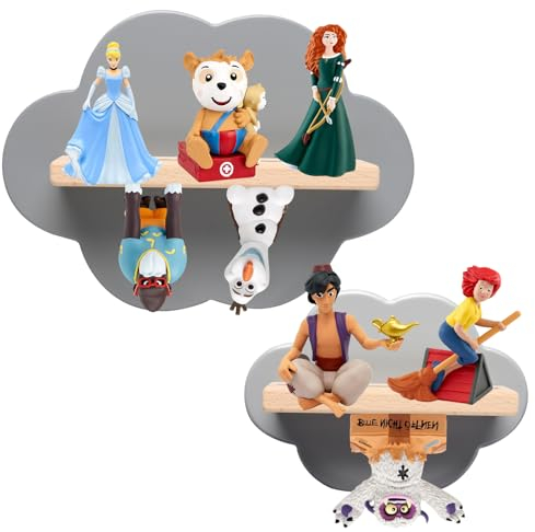 OPERMAXER Tonie Regal Wolke für 12-16 Figuren, 2er Set TonieRegal für Toniebox & Tonies Hörfiguren, Jungen und Mädchen | Perfekte Figuren Aufbewahrung im Kinderzimmer (Grau)