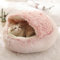 Lit pour Chat et Chien Moelleux, Semi-fermé Canapé, Panier pour Animal Domestique, Coussin Anti Stress Lavable (Rose)