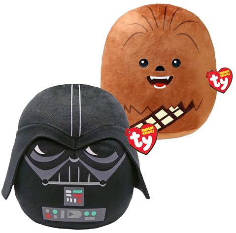 TY Darth Vader & Chewbacca Star Wars Squish a Boo 10 Zoll Multipack - Squishy Beanie Baby Weiche Plüschspielzeuge - Sammelbare Kuschelige Gefüllte Teddybären