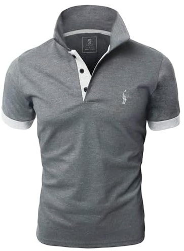 GLESTORE Kurzarm Poloshirt Herren T Shirt Männer Hemd Herren T-Shirt Sommer Polo Shirt Grau XL
