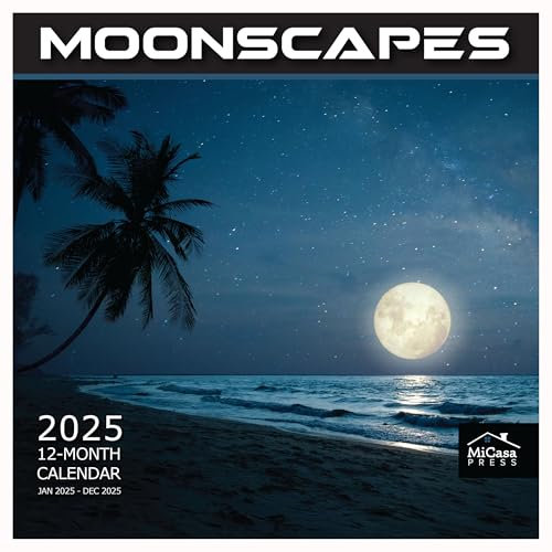 MICASA PRESS - Moonscapes Wandkalender 2025, 12 Monate, 30,5 x 61 cm offen, dickes und stabiles Papier, Geschenk, Raumkalender 2025