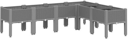 vidaXL Fioriera da Giardino con Gambe Grigio Chiaro 160x120x42 cm PP