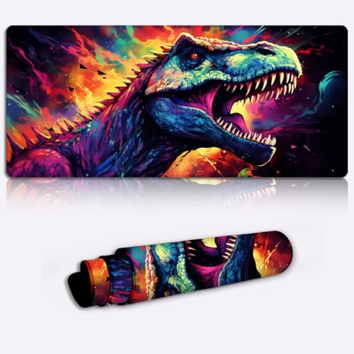 CHTXD Tapis de Souris Galaxy Dinosaurs XL Tapis de Souris de Jeu en Tissu (31,5 x 11,8 x 0,12 Pouces) Tapis de Souris étendu pour étude et Jeu