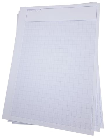 Millimeterpapier, Millimeterpapierblock, Aufmassblock, DIN A4, 80 g/m2, 50 Blatt, 1 mm Raster in hellblau, mit gedruckten Linealen links und unten, Anschriftenfeld oberhalb des Rasters (5)