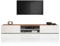 WHOUS Mobile Porta TV GARDA per Soggiorno con 2 Ante a Ribalta e 1 Ripiano Centrale, Mobile Tv per Salotto in Legno, 210x35x30 cm, Bianco Lucido e Rovere