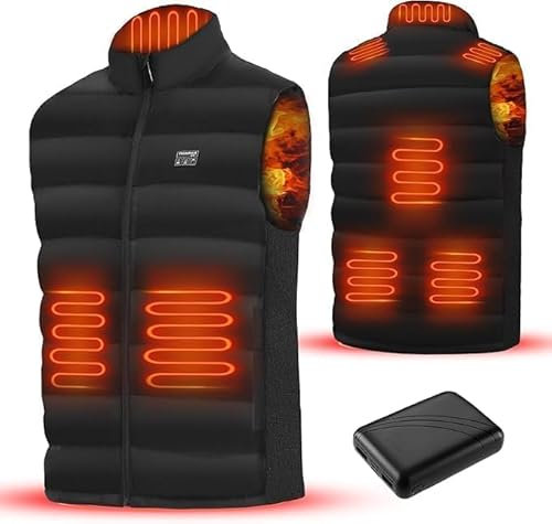 CaiQiXuan Down Heating Vest for Men， Beheizbare Weste Herren Damen mit 10000mah Akku