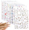 9 Blatt Frühling Blume Nagelkunst Sticker, Selbstklebend Nagelsticker Dekoration Nageldesign Zubehör Nail Dekoration