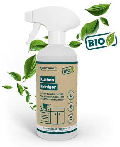 HOTREGA BIO Küchenreiniger 500ml | Starker Fettlöser für Herd & | Entfernt Öl, Eiweiß sowie Ruß | Ideal für Dunstabzugshauben und Schränke | Soda-Rezeptur auf natürlicher Rohstoffbasis