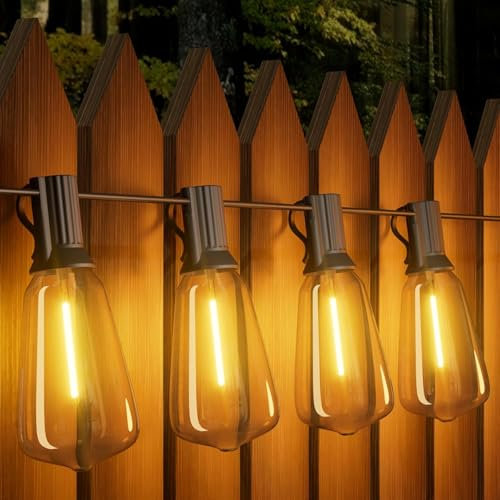Yuucio Outdoor LED String Lights 120FT, 36M ST38 Garden Festoon Light Mains Powered, Waterproof Hanging Lighting for Outside Indoor Patio Cafe Party, Warm White for Garden Party