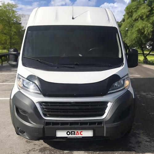 OMAC Motorhaube Deflektor Insekten Steinschlagschutz kompatibel mit FIAT Ducato 2014-2025 Dunkel