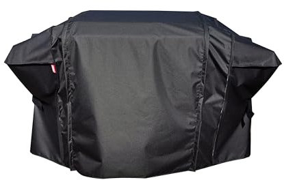 Acoveritt Verlängerungs-Grillabdeckung für alle 71,1 cm und 91,4 cm mit klappbarem Regal, wasserdichtes RPET-Stoff, flache Gasgrillabdeckung, schwarz