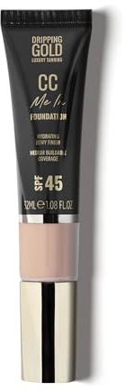 Dripping Gold CC Cream SPF 45 Shortbread – Full Coverage Foundation with Hydrating & Brightening Formula – Lightweight, Glowy Finish – Skin-Loving Ingredients – 32ml