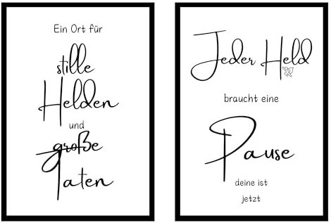 Toilettenposter | 2er-Set Lustige WC-Poster | 400gsm Premium-Karton | Moderne & humorvolle Toiletten-Deko | Witzige Sprüche für Gäste-WC & Badezimmer (Denkpause)
