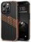 TENDLIN Kompatibel mit iPhone 14 Pro Hülle Holz und Carbon Textur Design Leder Hybrid Handyhülle (DREI Streifen)