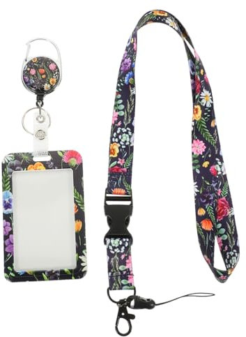 DIYEAH 5 Porta Tarjetas De Identificación Con Llavero Floral De Margaritas Porta Tarjetas De Crucero Con De Imitación Porta Tarjetas Con Cordón Porta Tarjetas De