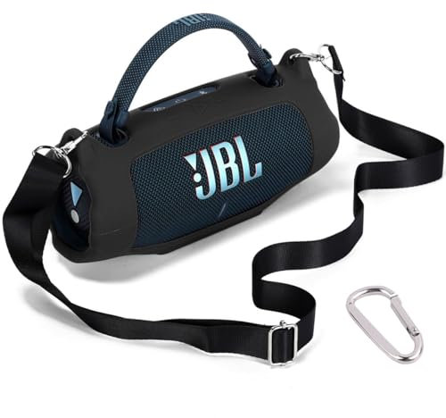 Taoricen Silicone Case for JBL Charge 6 Speaker, Soft Shell Protective Cover with Shoulder Strap (Black)