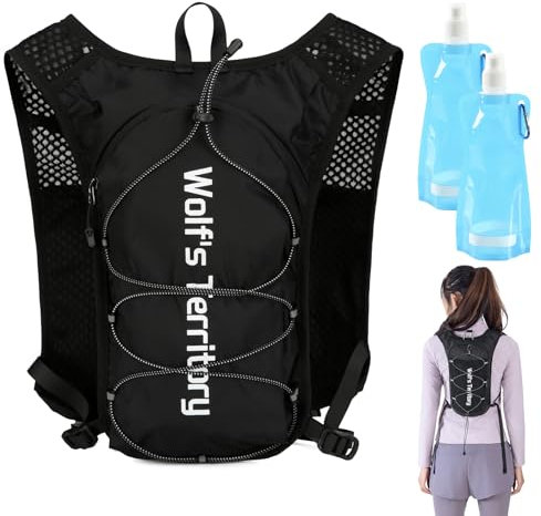 Zaino da Corsa 5L,Zaino Idratazione Running,Gilet Idratante da Corsa per Donna e Uomo,Ultraleggero Zaino Idratazione,Gilet Trail Running Uomo e Donna con 2 borraccia mórbida 480ml