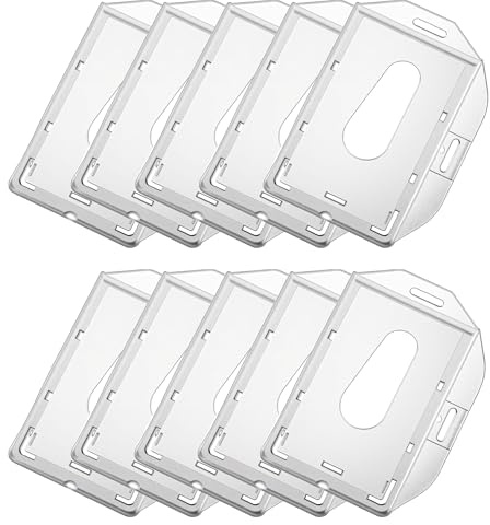 HUAZIZ lot de 10 Porte-cartes d'identité porte-cartes rétractables avec enrouleur de clé, double usage vertical et horizontal, en plastique rigide pour cartes d'identité et cartes de crédit