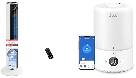 Levoit 20dB sehr leiser Turmventilator, 26W Ventilator mit DC Motor+Dual 200S - 3L Smart Luftbefeuchter2,5L Mini Luftbefeuchter2,5L Mini Luftbefeuchter