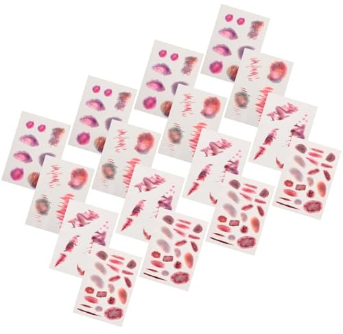 Kisangel 16feuilles Maquillage Zombie pour Halloween Faux Tatouages Cicatrices et Ecchymoses pour Cosplay et Fêtes